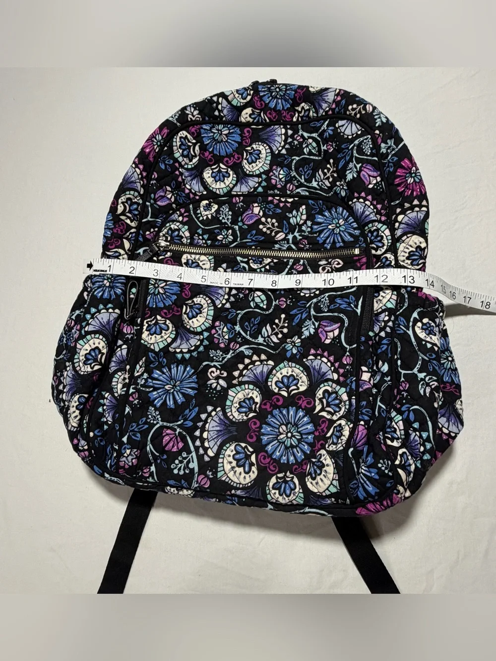 Vera Bradley Iconic Campus Backpack in the black floral Bramble pattern